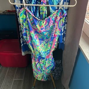 Strapless vibrant print Lilly Pulitzer tie romper, XL